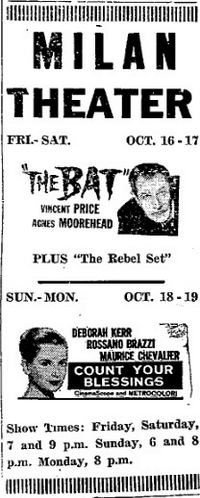 Milan Cinema (Milan Theatre) - Oct 1959 Ad (newer photo)